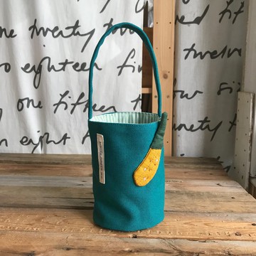 黃節瓜飲料袋/水壺袋/藍綠底