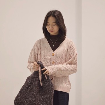 玉米目編織金釦針織外套