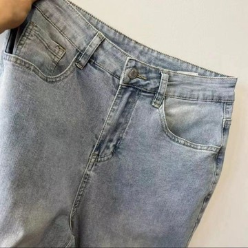 【YWZ】修身顯瘦彈力寬鬆堆堆煙管褲子潮秋冬淺藍窄版直筒牛仔褲新款高腰