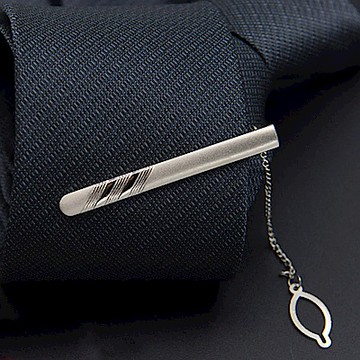 拉福   領帶夾多斜領帶夾領夾銀(5.5cm)