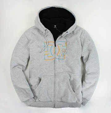 美國百分百【全新真品】DC 男款 外套 厚刷毛 連帽外套 淺灰色 帽T 嘻哈街頭 百搭款 M L號 C049