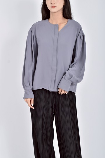 (M) net無領深灰色襯衫上衣