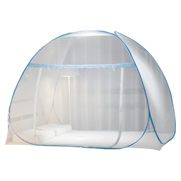 拍平方 摺疊蚊帳蒙古包 加大180x200cm 雙門 無底 加密網紗 藍色  2人