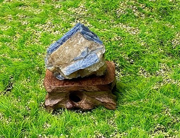 手串充電站-天然原礦幾何藍晶石共生白水晶及雲母 可消磁細款手鍊