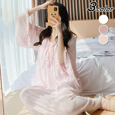 ネグリジェ 長袖 シースルー ネグリジェ 大人可愛い 姫 ワンピース オシャレ新作 ネグリジェ 3色 春夏秋 レースネグリジェ ロング丈 パジャマ レディース 通販 Lineポイント最大get Lineショッピング