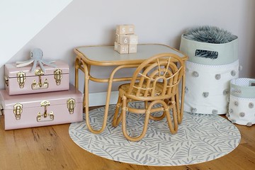 Toddlekind葉子系列圓形防刮抗汙地墊-石頭灰