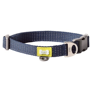 BUILT 夜間安全反光寵物項圈 可調節尺寸  M  Blue  1個