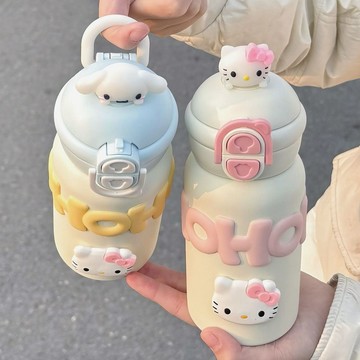 臺灣/✨可愛保溫杯女生學生吸管水杯高顏值316雙飲不銹鋼便攜ins保暖杯
