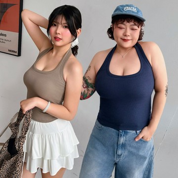 LULUS/PLUS/中大尺碼/辣妹掛脖遮副乳罩杯BRATOP背心７色【A01260223】260429