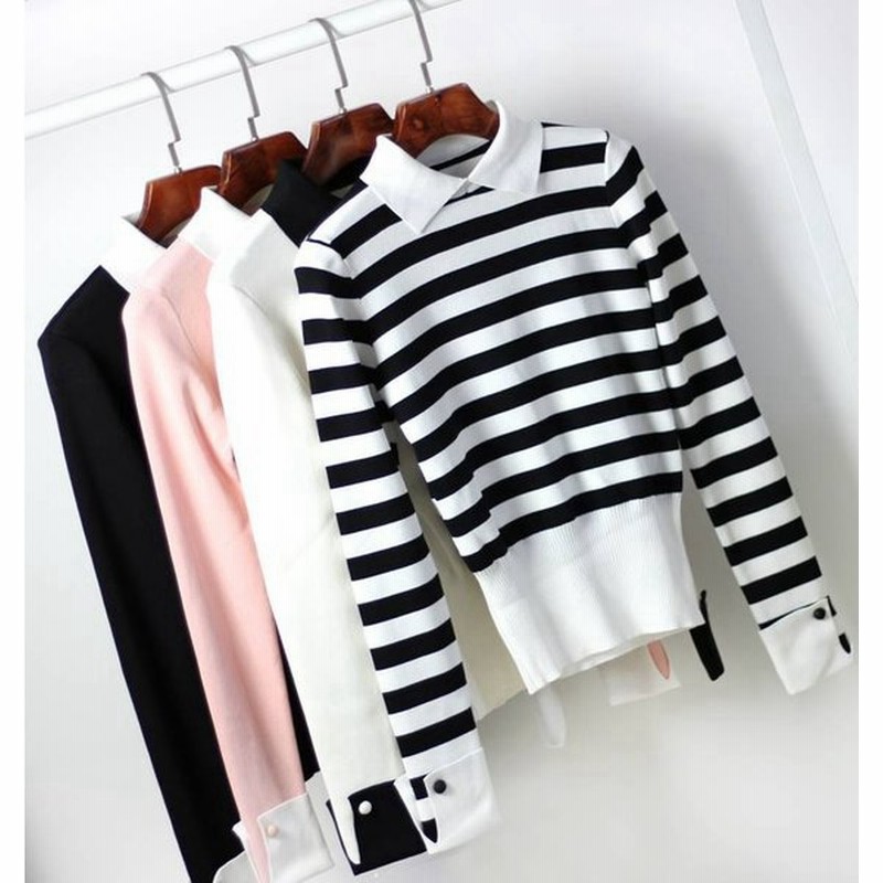 ニット シャツ レディース 重ね着風 トップス セーター 長袖 シャツカラー バイカラー 長袖 通勤 綺麗め 通販 Lineポイント最大get Lineショッピング