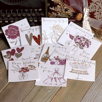 伊和諾正方形迷你祝福賀卡嬰兒卡萬用卡生日卡感謝卡燙金盒裝卡B