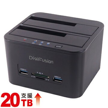 伽利略 CRU-015 USB3.1 Gen1 2.5/3.5吋雙SATA SSD硬碟座拷貝機+HUB+讀卡機(現貨)