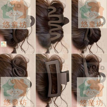 臺灣-出貨🔥咖色磨砂抓夾 女 2026 新款 後腦勺大尺寸 厚髮專用鯊魚夾 髮飾髮夾 厚髮專用 咖色 髮飾 後腦勺