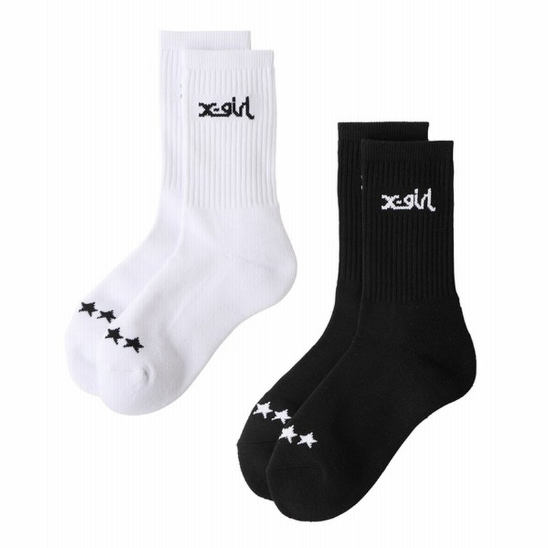 X Girl Logo 2p Middle Socks Women レッグウェア ソックス 靴下 通販 Lineポイント最大get Lineショッピング