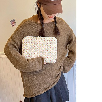 【巴黎精品】現貨+預購 手拿包帆布電腦包-小草莓花朵輕薄男女包包2色w1ac43