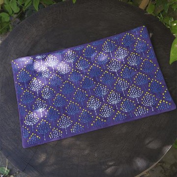 蒲公英花紋侘寂風手工連布刺繡戶外茶席老粗布桌旗亞麻壺承