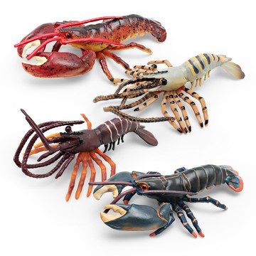 🌈「動物世界」仿真海洋生物蝦模型兒童認知波士頓龍蝦海蝦海底動物裝飾擺件