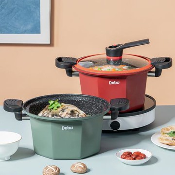 德鉑高檔不銹鋼家用微壓鍋高顏值麥飯石色安全壓力鍋不粘易洗湯鍋