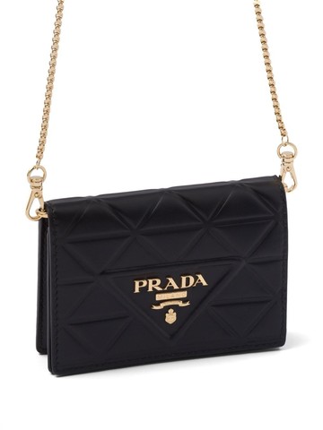 Prada - triangle-logo leather card holder - women - Leather - One Size - Black