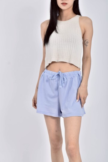 (M) gu高腰棉質純棉鬆緊腰藍色短褲