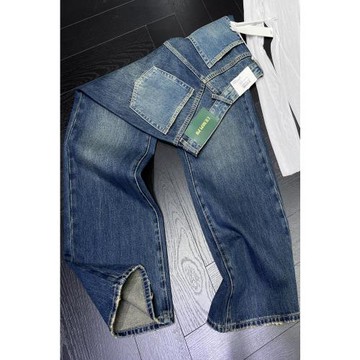 高級漸變色！花匣子flower高腰牛仔闊腿褲 顯瘦磨破拖地褲女85349