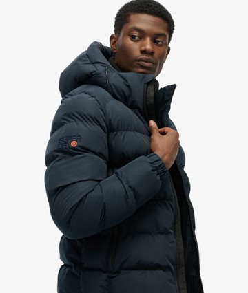 Superdry Men's Hooded Sports Puffer Jacket Navy Size: XL
