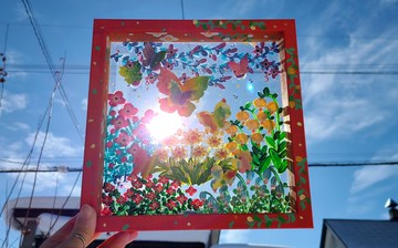 【接單製作】花庭散步 ( 紅 ) 透明立體藝術畫 影繪居家裝飾