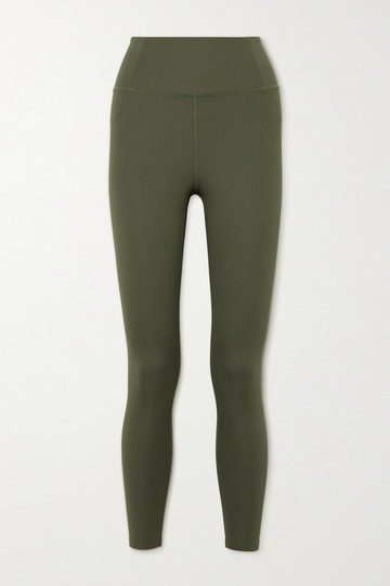 Girlfriend Collective - + Net Sustain Ribbed Stretch Recycled Leggings - Green - XL