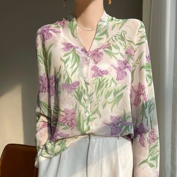 [巴黎精品] 現貨+預購 頂級法式絲質襯衫絲質上衣緞面長袖襯衫名媛絲綢冰絲涼感天絲OL女裝-罩衫8色a1iz33