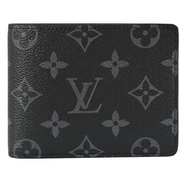 Louis Vuitton LV M61695 Multiple 黑經典花紋雙折中短夾