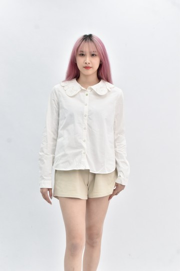 (S) a la sha 造型領型白色襯衫上衣