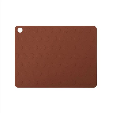 OYOY 矩形矽膠餐墊 / 豆沙圈圈 (2入組)