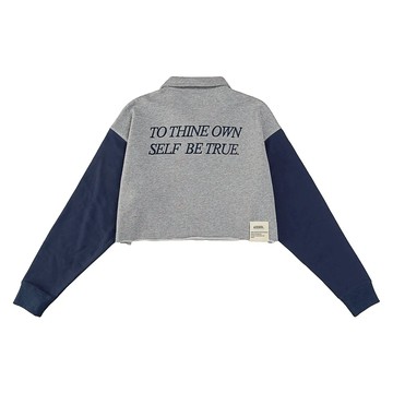 A[S]USL BE TRUE CROPPED POLO SWEATSHIRT / ASUSL 日系 短版 刺繡長袖