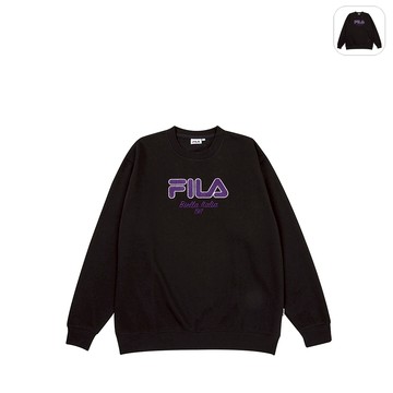 【FILA】中性 長袖圓領T恤-黑色 1TEY-5838-BK
