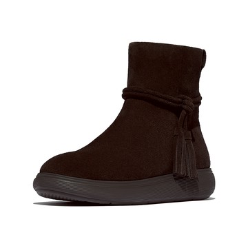 iQ-COMFF 流蘇麂皮短靴-巧克力棕色