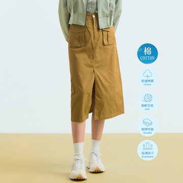 OUWEY歐薇 工裝感純棉開衩中長裙(卡其色；S-L)3233322234