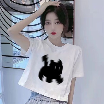 胖胖美依 上衣 T恤 短袖上衣M-2XL短款夏季韓版白色t恤字母簡約高腰短袖上衣港風ins正肩-6711.