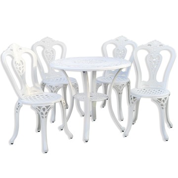 LOGIS-韻藏(白)鑄鋁庭園1桌4椅 休閒桌椅 (DUT-4W)白