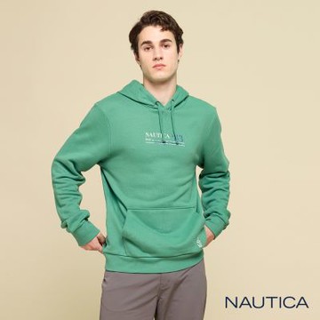 Nautica 男裝 日常百搭連帽長袖上衣-綠色