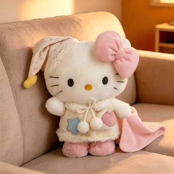 【臺灣-出貨🔥】晚安造型 KT 絨毛玩偶 睡衣款 Hello Kitty 公仔 生日贈禮閨蜜交換娃娃