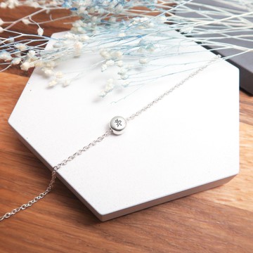 ART64 純銀訂製 檸檬薄荷糖(小) 單面刻字款 圓形銀珠手鍊 925純銀手鍊 客製化刻字