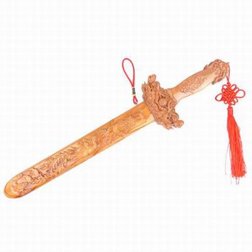 【桃木龍鳳劍-龍鳳款-45cm-1把/組】肥城天然桃木掛件龍鳳劍桃花斬桃木劍旺宅祈福工藝品家居掛件-30041