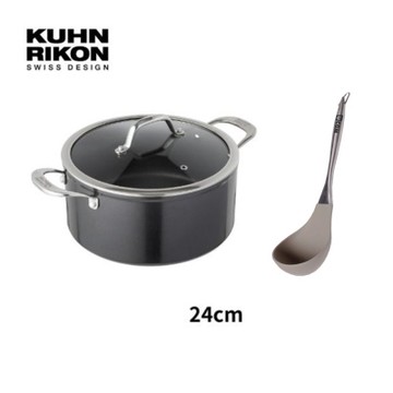 瑞康屋KUHN RIKON鈦合金鍛造不沾湯鍋24CM 贈璞原霧鋼矽膠湯杓