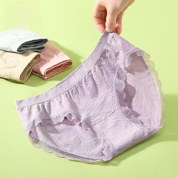 內褲女純棉襠石墨烯抗菌無痕中腰蕾絲少女日系女士全棉三角短褲頭