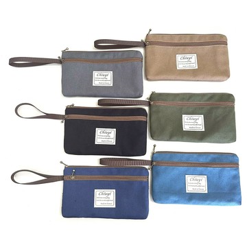 莫蘭迪色雙拉鍊萬用包(可當筆袋.化妝包)(顏色隨機出貨)