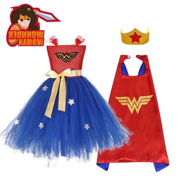 兒童神奇女俠演出服tutu裙萬圣節cosplay英雄套裝女童蓬蓬連衣裙