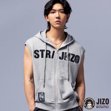 地藏小王 BLUE WAY – 山海異獸文字貼標針織背心(灰)