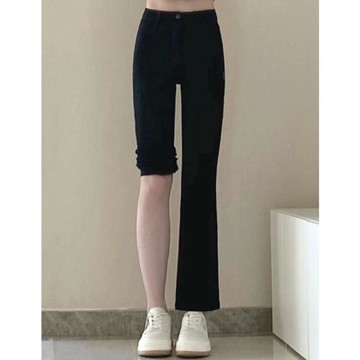 黑色微喇牛仔褲女2025年秋季新款高腰顯瘦百搭大碼小個子喇叭褲子