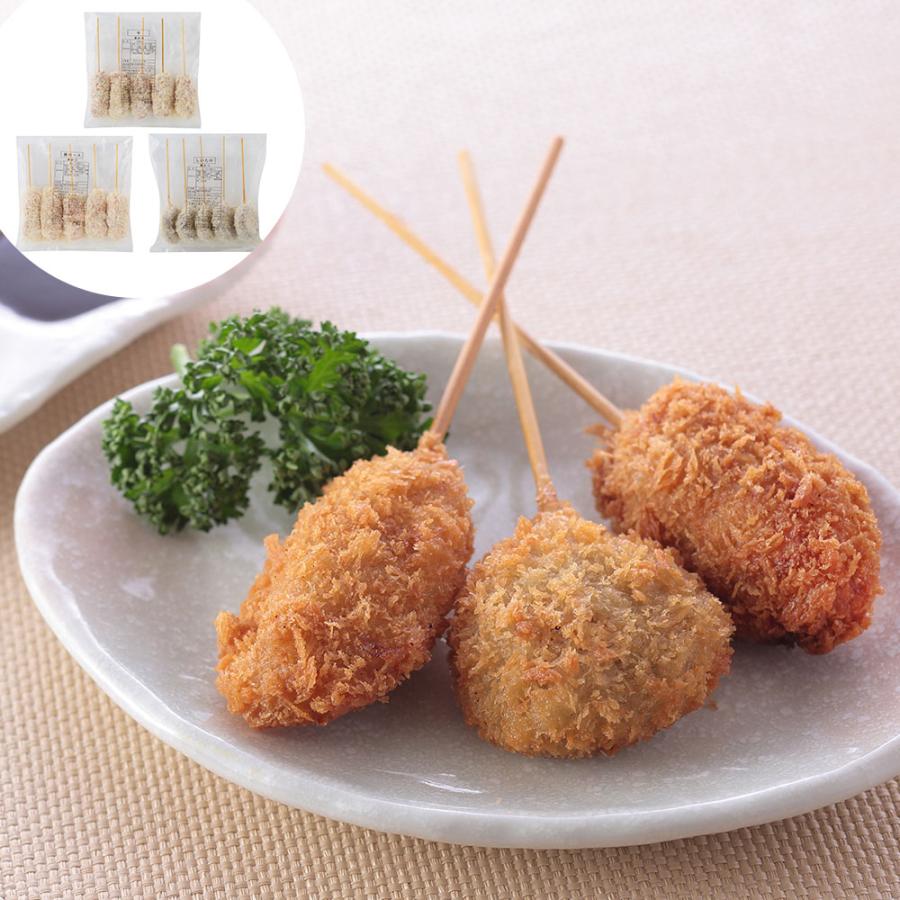 大阪名物 串カツ A  3種・計15本  豚ロース串カツ25g×5 計125ｇ 、牛串カツ25g×5 計125ｇ 、椎茸串カツ25g×5  3種・計15本