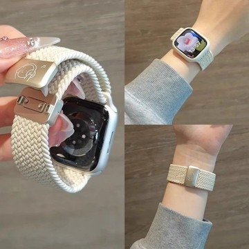 【音樂小狗】小狗錶帶 尼龍編織錶帶 適用apple watch s10/9/8/7/6/SE 磁吸扣 蘋果錶帶 透氣耐用